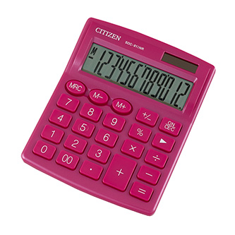 Citizen kalkulačka SDC812NRPKE, ružová, stolová, dvanásťmiestna, duálne napájanie