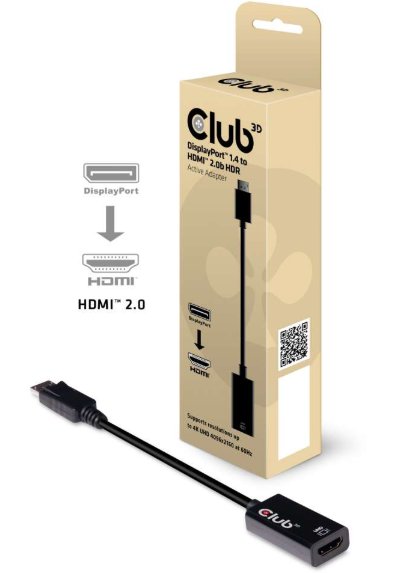 Club3D Adaptér aktivní DisplayPort 1.4 na HDMI 2.0b, HDR, 19cm CAC-1080