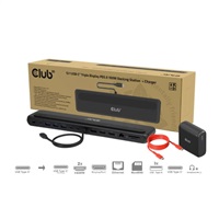 Club3D Dokovací stanice 12v1, USB-C 3.2, 2xHDMI, 1xDP, 2xUSB-C, 3xUSB, 1xmicroSD/SD, 1xRJ45, 1x3.5mm Jack, čern CSV-2541