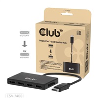Club3D hub MST (Multi Stream Transport) DisplayPort 1.4 na 4x DisplayPort, Quad monitor, 4x 4K30Hz, 8K30Hz CSV-7400