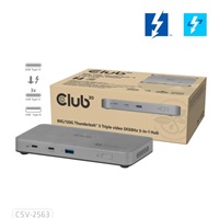 Club3D hub Thunderbolt 5 5v1, 3x USB-C TB5, 1x USB-A, 1x8K60Hz, 3x 5K60Hz, certifikace Thunderbolt Share, 180W CSV-2563