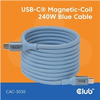 Club3D Kabel magnetický USB-C, 240W PD3.1, 480 Mbps, 2m, modrá CAC-3030