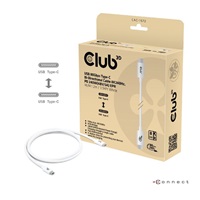 Club3D Kabel USB4 Typ-C, 80Gbps, Certifikovaný kabel, 4K540Hz, 8K240Hz, 16K60Hz, PD 240W, 1.2m, bílá CAC-1572