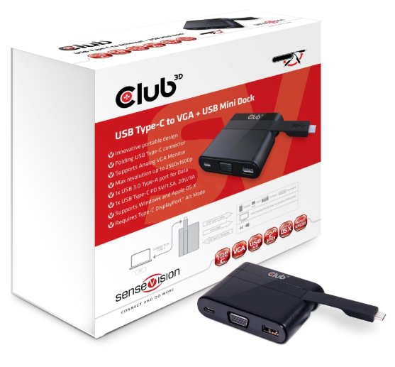 Club3D mini dokovací stanice USB 3.0 typ C (VGA/USB 3.0/USB-C) CSV-1532