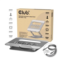 Club3D Nastavitelný hliníkový stojan pro notebook s USB-C hubem na 2xUSB, 1xHDMI, 2xUSB-C, 1xRJ45, 360°, 100W, CSV-2554