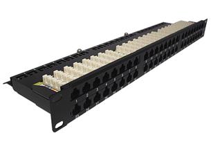 CNS patch panel 48port Cat5e, UTP, blok 110, vyväz. lišta, 1U, čierny ECPTB48-UKR-CEC/BK