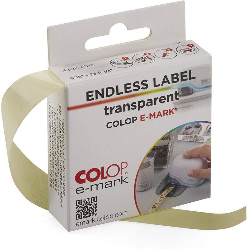 COLOP e-mark® nalepovací páska transparentní, 14mm x 8m 9004362000075