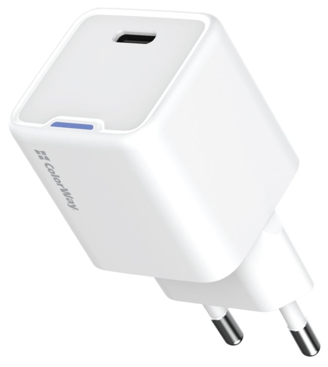COLORWAY 1x USB-C/ síťová nabíječka/ GaN/ PD/ PPS/ 25W/ Bílá CW-CHS052PD-WT