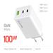 COLORWAY 2x USB-C, 1x USB-A/ síťová nabíječka/ GaN/ PD/ PPS/ 100W/ Bílá CW-CHS061PD-WT