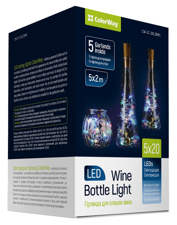 COLORWAY 5x LED řetěz/ vnitřní / 5x 20 LED / délka 5x 2m / více barevný/ napájení baterie CW-GC-20L2BMC