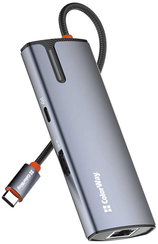 COLORWAY 6v1 USB hub/ 1x USB-C/ 1x HDMI/ 3x USB-A/ 1x RJ45 CW-HUB02