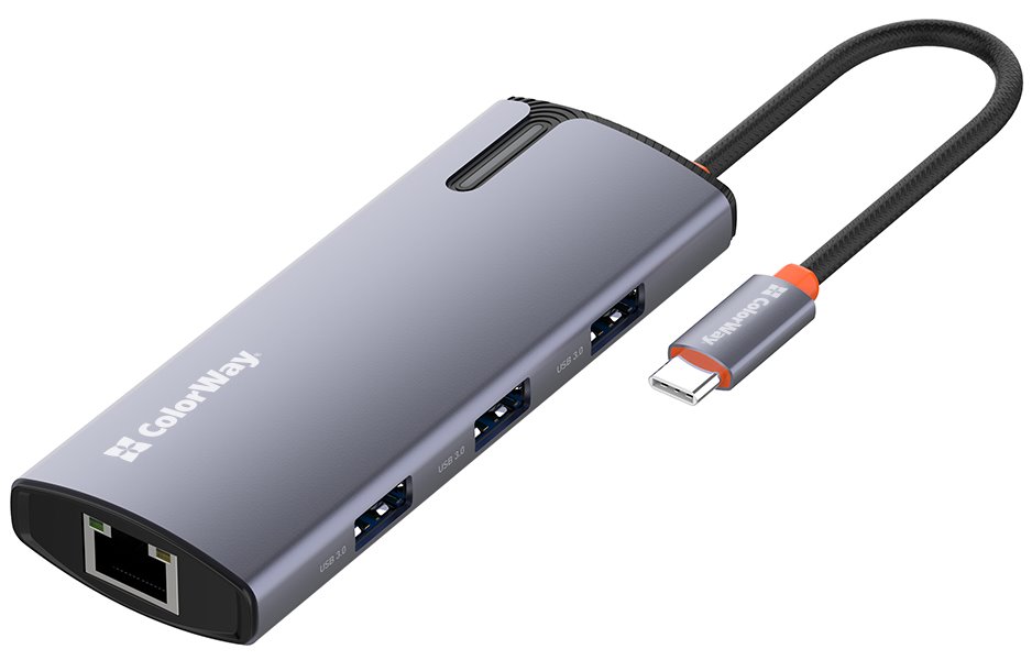 COLORWAY 6v1 USB hub/ 1x USB-C/ 1x RJ45/ 4x USB-A CW-HUB03