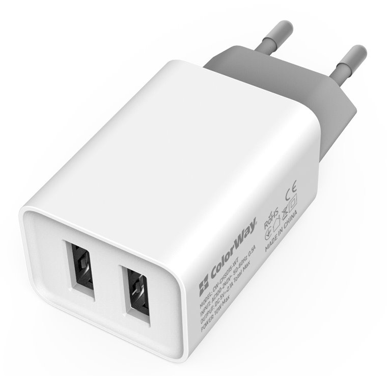 ColorWay AC nabíjačka 2xUSB AUTO ID 2.1A (10W) CW-CHS015-WT