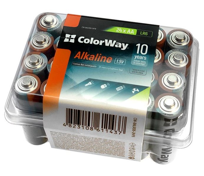 Colorway alkalická baterie AA/ 1.5V/ 24ks v balení/ Plastový box CW-BALR06-24PB