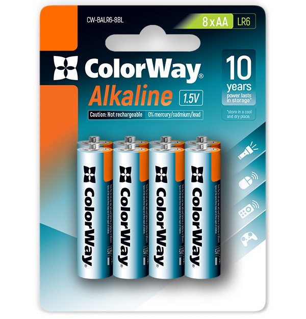 Colorway alkalická baterie AA/ 1.5V/ 8ks v balení/ Blister CW-BALR06-8BL