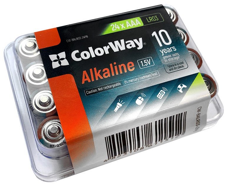 Colorway alkalická baterie AAA/ 1.5V/ 24ks v balení/ Plastový box CW-BALR03-24PB