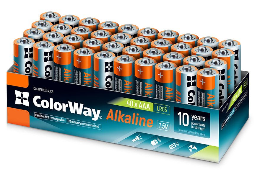 Colorway alkalická baterie AAA/ 1.5V/ 40ks v balení CW-BALR03-40CB