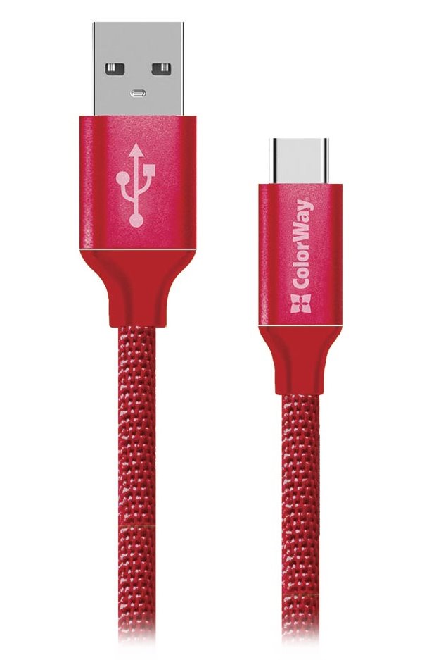 Colorway Datový Kabel USB - Type-C / 2.4A/ 2m/ Červený CW-CBUC008-RD