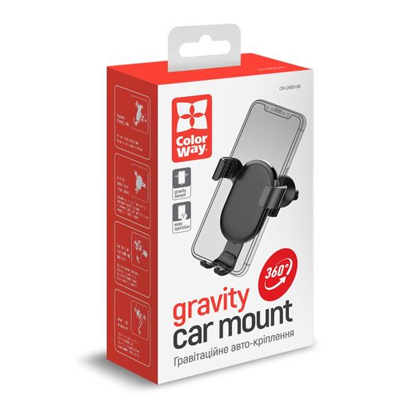 ColorWay Držiak do auta Metallic gravity pre smartfóny CW-CHG01-BK