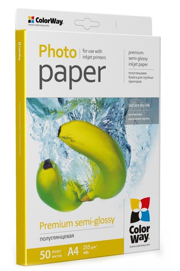 COLORWAY fotopapier/ premium semi-glossy 255g/m2, A4/ 50 kusov PNG255050A4