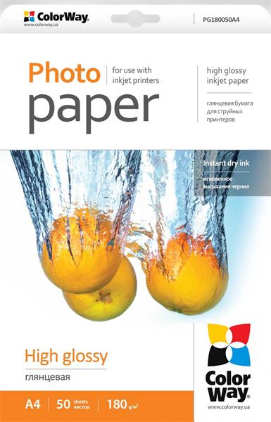 COLORWAY fotopapír/ high glossy 180g/m2, A4/ 50 kusů PG180050A4