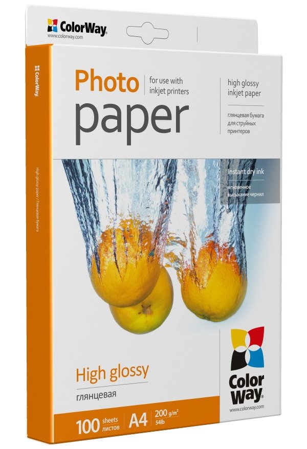 COLORWAY fotopapír/ high glossy 200g/m2, A4/ 100 kusů PG200100A4