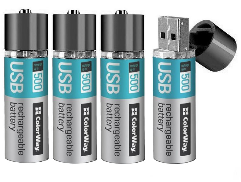 Colorway nabíjecí baterie AA 1200mAh/ USB/ 1.5V/ 4ks v balení DUAL-P-CW-UBAA-02