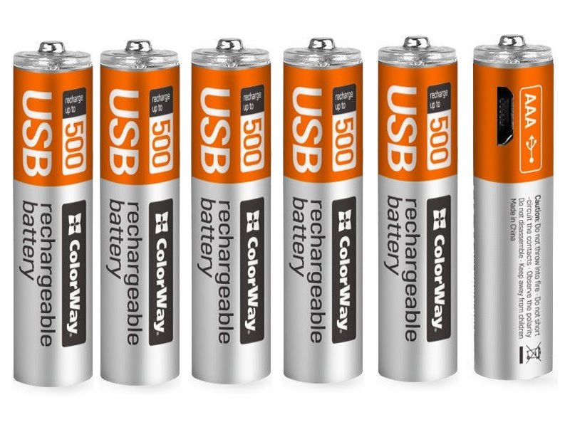 Colorway nabíjecí baterie AAA 400mAh/ micro USB/ 1.5V/ 6ks v balení CW-UBAAA-06
