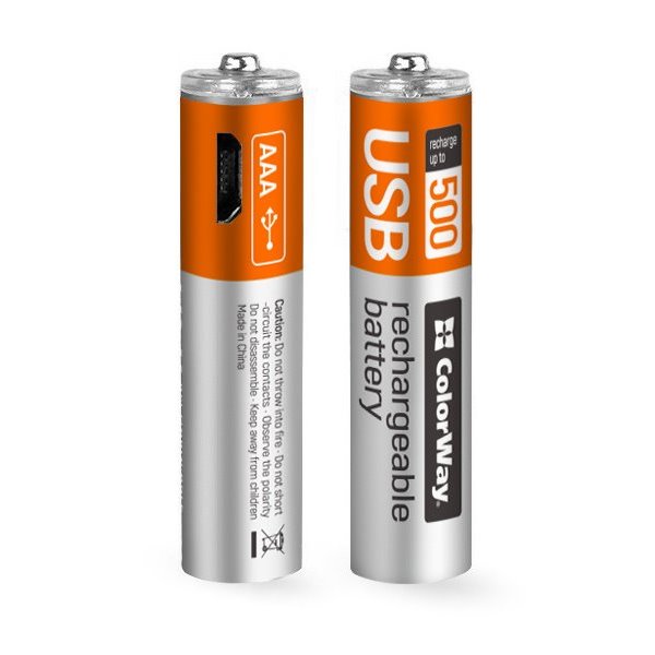 Colorway nabíjecí baterie AAA 400mAh/ USB/ 1.5V/ 2ks v balení CW-UBAAA-01