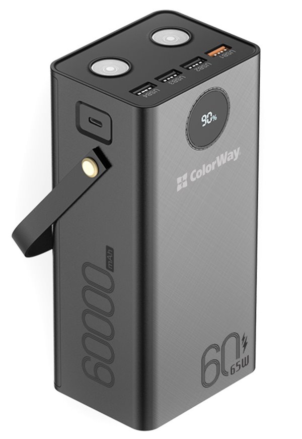 COLORWAY powerbanka/ 60 000mAh/ 4x USB QC3.0/ USB-C Power Delivery 65W/ LED/ Černá CW-PB600LPA5BK-PDD