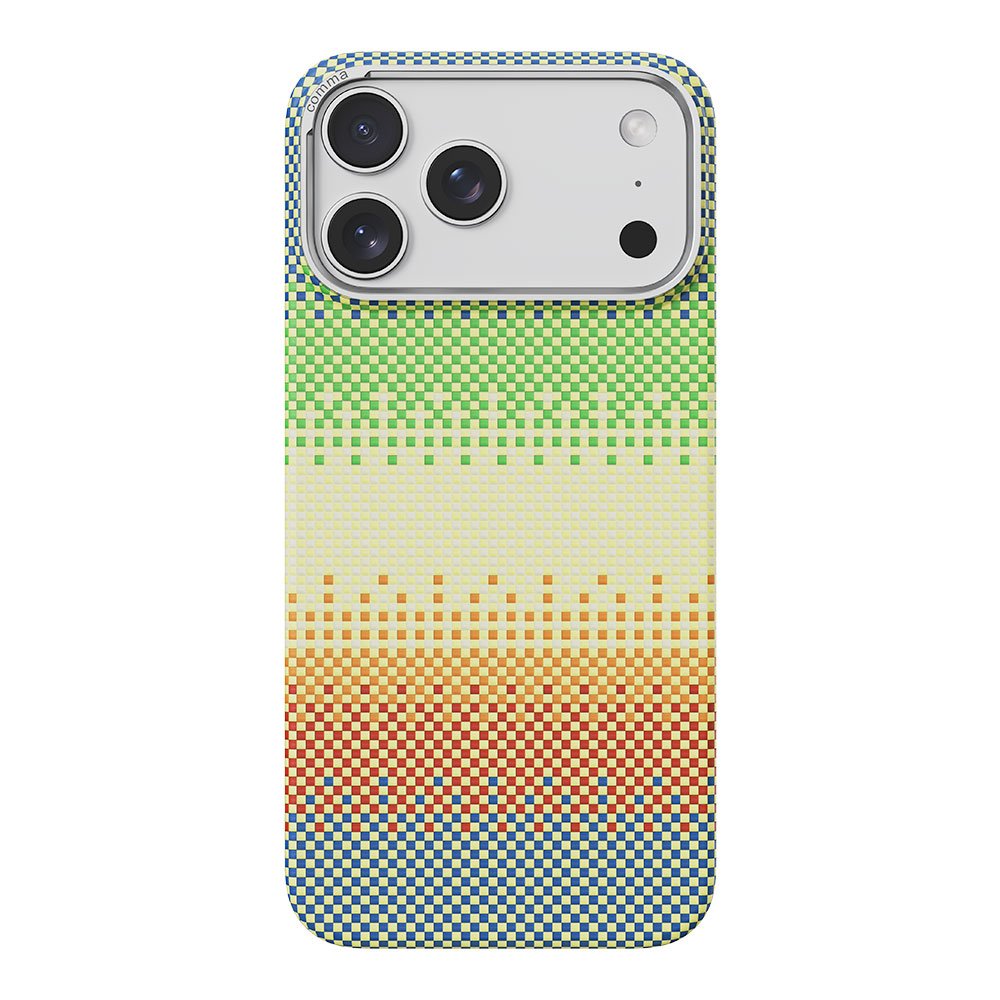 Comma kryt Woven Kevlar Magnetic Shockproof Case pre iPhone 17 Pro Max - Green Orange Light 6942297136922