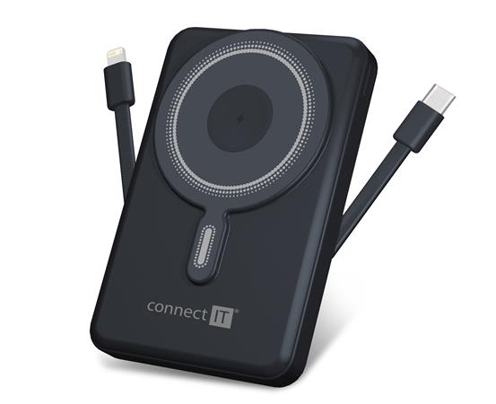 CONNECT IT 10000 mAh bezdrátová Powerbanka 1xUSB-C port/1xUSB-C + 1xLightning kabel VESMÍRNĚ ŠEDÁ CPB-1010-SG