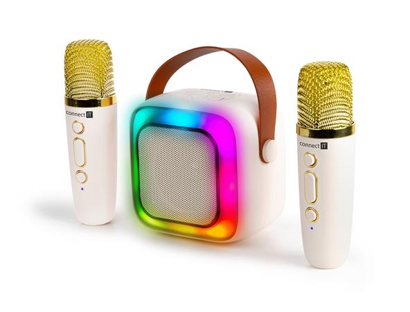 CONNECT IT 2Mic bezdrátový mini party karaoke reproduktor + 2 x mikrofon,BT,USB,USB-C/Micro SD, 3,5mm jack, CSP-1010-BG