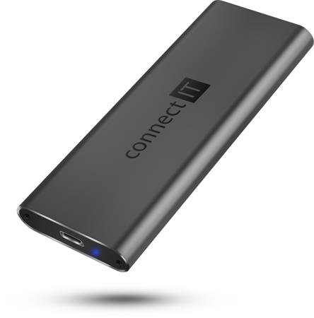 CONNECT IT AluSafe externí box pro SSD disky M.2 NVMe, 10 Gbps, USB-C, ANTRACITOVÝ CEE-7050-AN