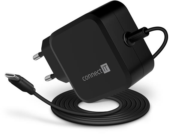 CONNECT IT C-Power Mini univerzální notebookový adaptér USB-C, PD 67 W, ČERNÝ CNP-1660-BK