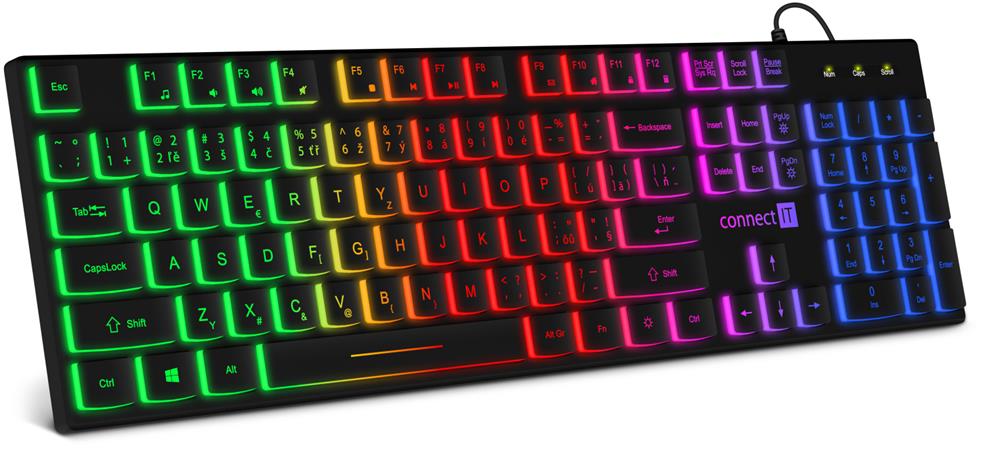 CONNECT IT Chocolate RNBW kancelářská podsvícená klávesnice (CZ + SK verze) BLACK CKB-5050-CS