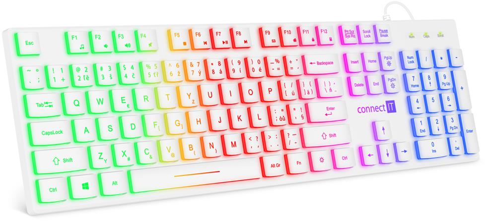 CONNECT IT Chocolate RNBW kancelářská podsvícená klávesnice (CZ + SK verze) WHITE CKB-5053-CS