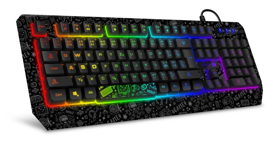 CONNECT IT DOODLE RGB podsvícená ,herní klávesnice (CZ+SK verze), USB, ČERNÁ CKB-3530-DD