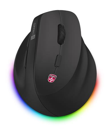 CONNECT IT FOR HEALTH Cloudy bezdrátová vertikální myš, RGB podsvícení, 2xBT,USB ČERNÁ CMO-2620-RH