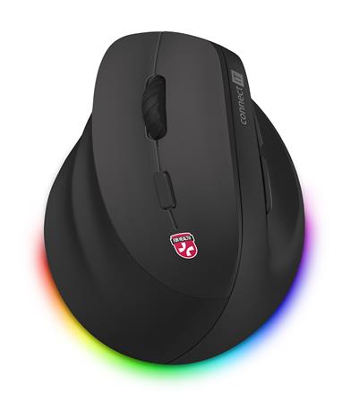 CONNECT IT FOR HEALTH Cloudy Left bezdrátová vertikální myš pro leváky, RGB podsvícení, 2xBT,USB ČERNÁ CMO-2620-LH