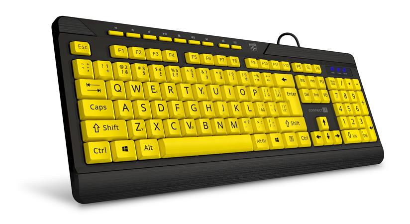 CONNECT IT FOR HEALTH CONTRAST klávesnice s velkým fontem, USB, CZ + SK verze, ŽLUTÁ/ČERNÁ CKB-4400-CS