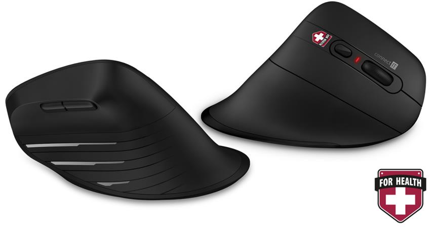 CONNECT IT FOR HEALTH Verti TriMode ergonomická vertikální myš, bezdrátová, ČERNÁ CMO-2880-BK