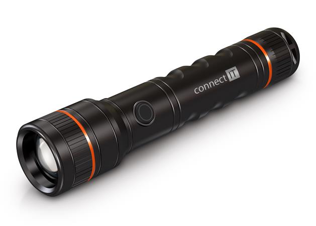 CONNECT IT GLEAM 1000R LED ruční svítilna dobíjecí (2200mAh), 1000 lm, hliníková, voděodolná, černá CLI-9125-BK