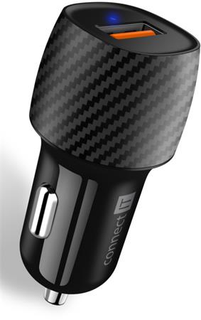 CONNECT IT InCarz QUICK CHARGE 3.0 nabíječka do auta, 1x USB-A, 3 A, CARBON CCC-5012-CA