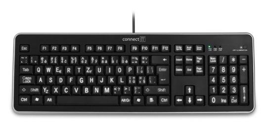 CONNECT IT LED bíle podsvícená klávesnice s VELKÝM fontem CI-71