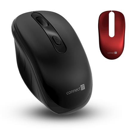 CONNECT IT LONG LIFE bezdrátová optická tichá myš, (+ 2x AA baterie zdarma),čer.kryt vyměnitelný, ČERNÁ CMO-2000-BK