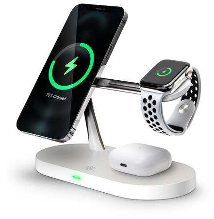 CONNECT IT MultiCharge 5 v 1 MagSafe Wireless Fast Charge bezdrátová nabíječka, BÍLÁ CWC-9010-WH