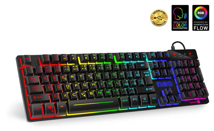 CONNECT IT NEO klávesnice pro hráče (CZ+SK verze), RGB podsvícení, reaguje na zvuk CKB-3590-CS