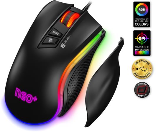 CONNECT IT NEO+ profesionální optická herní myš se softwarem, RGB podsvícení, ČERNÁ CMO-4510-BK CMO-3591-BK