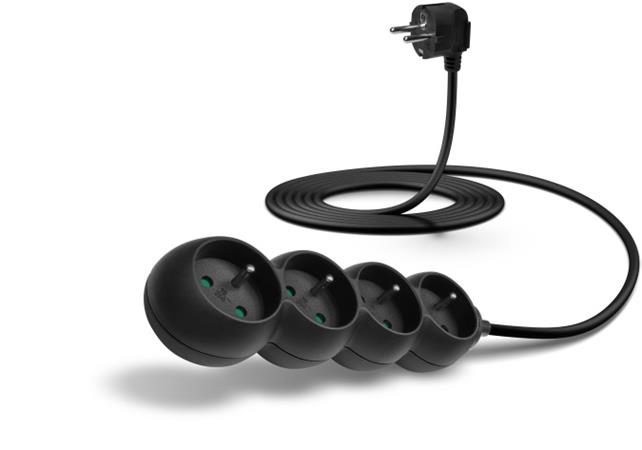 CONNECT IT prodlužovací kabel 230 V, 4 zásuvky, 3 m, bez vypínače (černý) CES-1326-BK